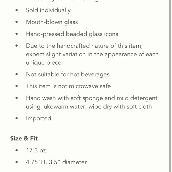 Anthropologie ICON CANDY CANE juice glass festive glass - Picture 7 of 8